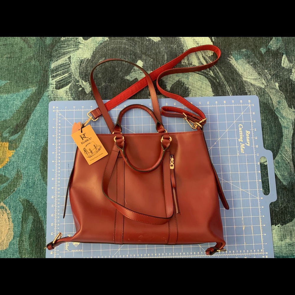 Kattee leather cross body tote bag- new with tags